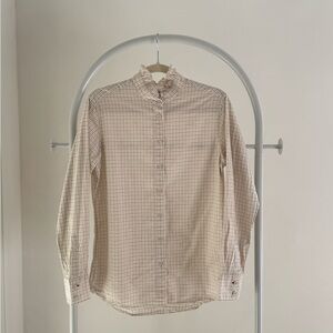 Uniqlo Ines De La Fressange Checked Stand Ruffle Collar Shirt
